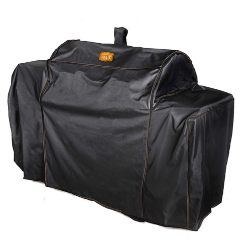 Oklahoma Joe's Longhorn cover fits snugly on grill and smoker for weather protection.