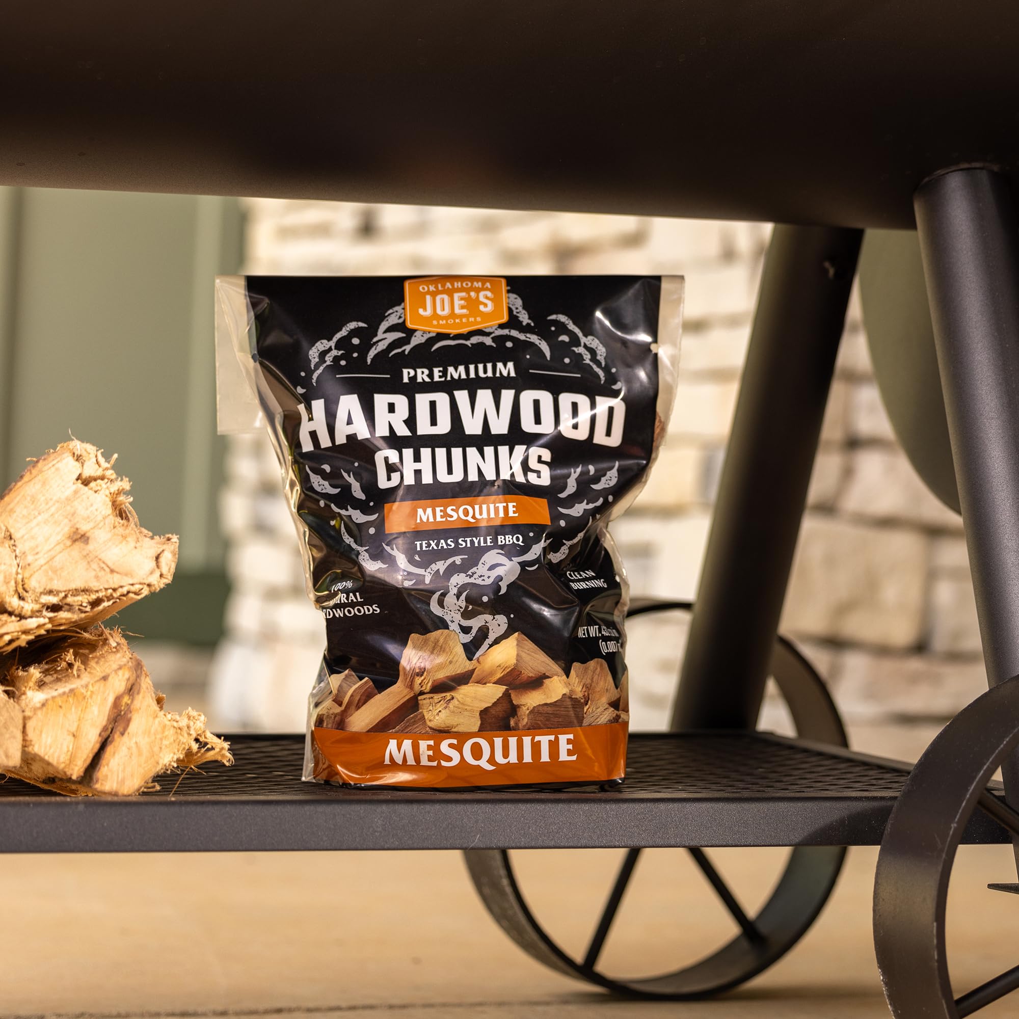Oklahoma Joe's Mesquite Wood Chunks pair well with beef brisket or pork.