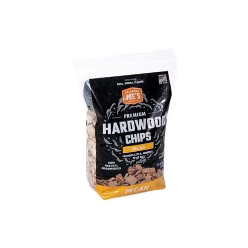 Close-up of pecan wood chips showing natural seasoning and uniform size