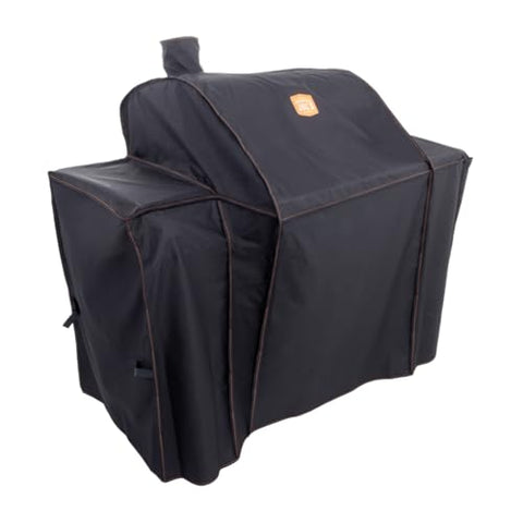 Oklahoma Joe's Tahoma cover side view showcases secure hook-and-loop straps.