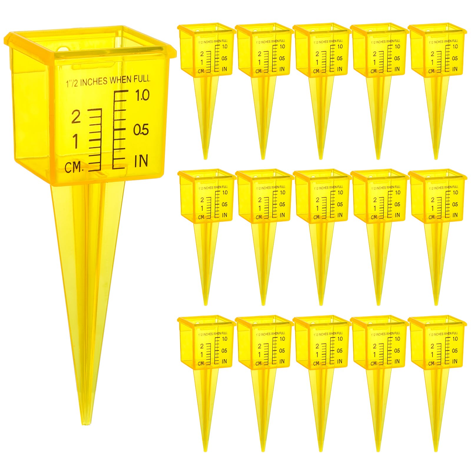 Okllen rain gauge with yellow housing for clear outdoor readings