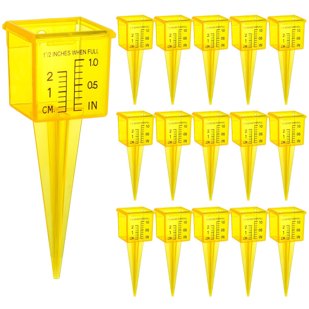 Okllen rain gauge with yellow housing for clear outdoor readings