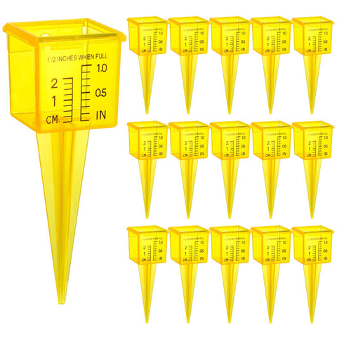 Okllen rain gauge with yellow housing for clear outdoor readings