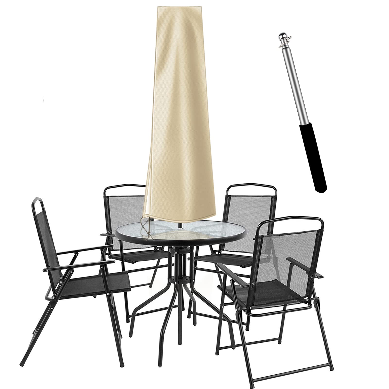 OKPOW umbrella cover close-up shows waterproof fabric protecting against rain