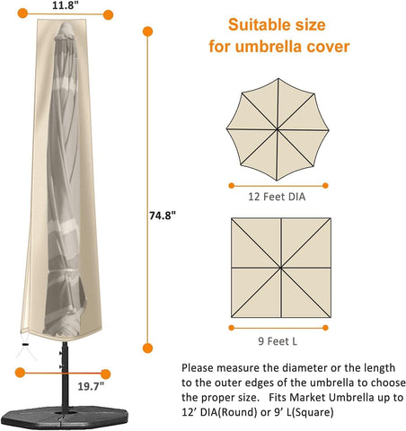 OKPOW umbrella cover waterproof surface keeps rain from soaking the canopy.