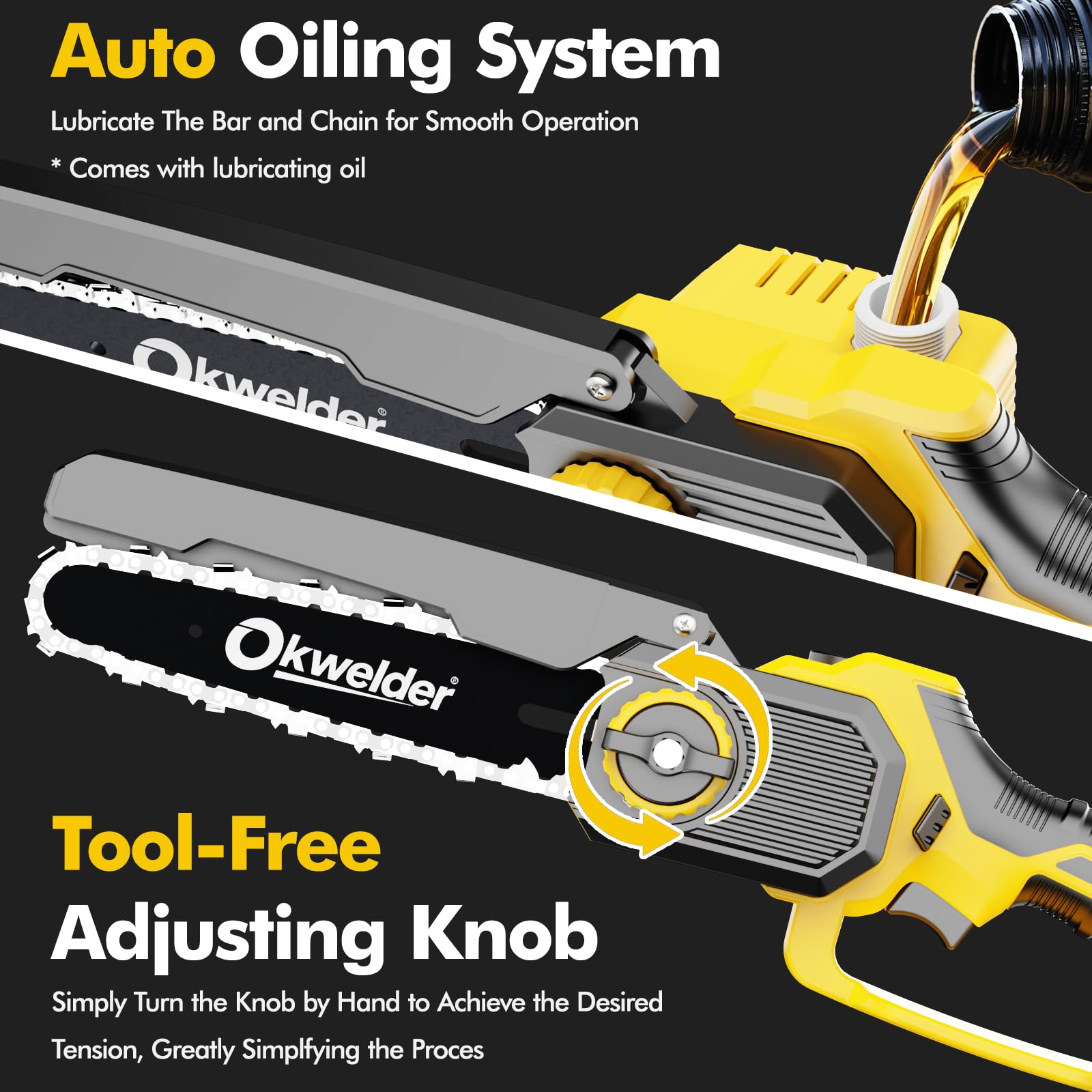 0-180-degree rotation enables multi-angle pruning from ground level.