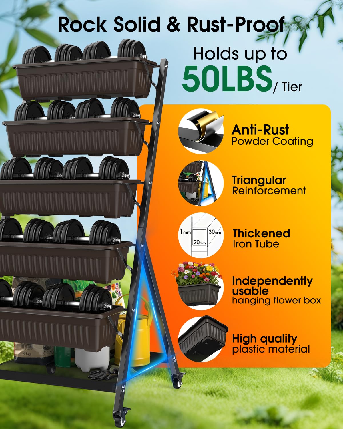 Olaiti bonus storage station with Textilene mesh and tool hooks keeps essentials handy.