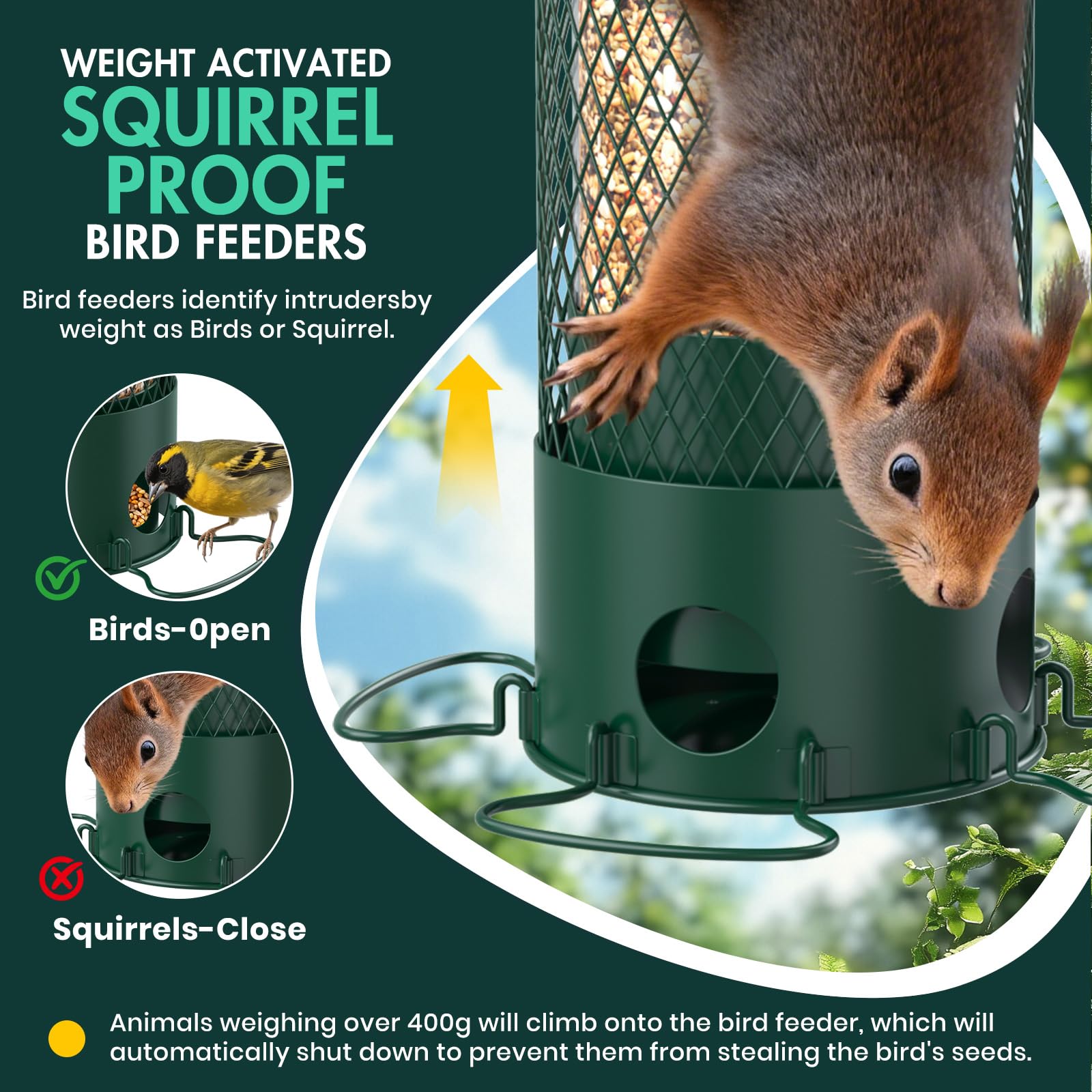 Olaiti squirrel-proof bird feeder with open lid ready for refills.