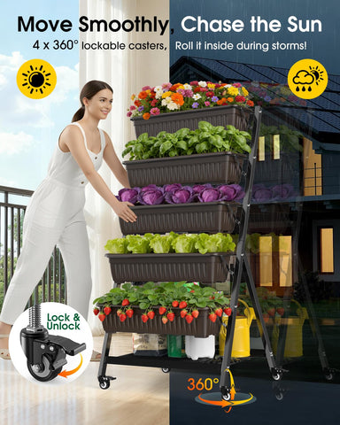 Olaiti Textilene mesh bottom improves airflow and soil stability in each bin.