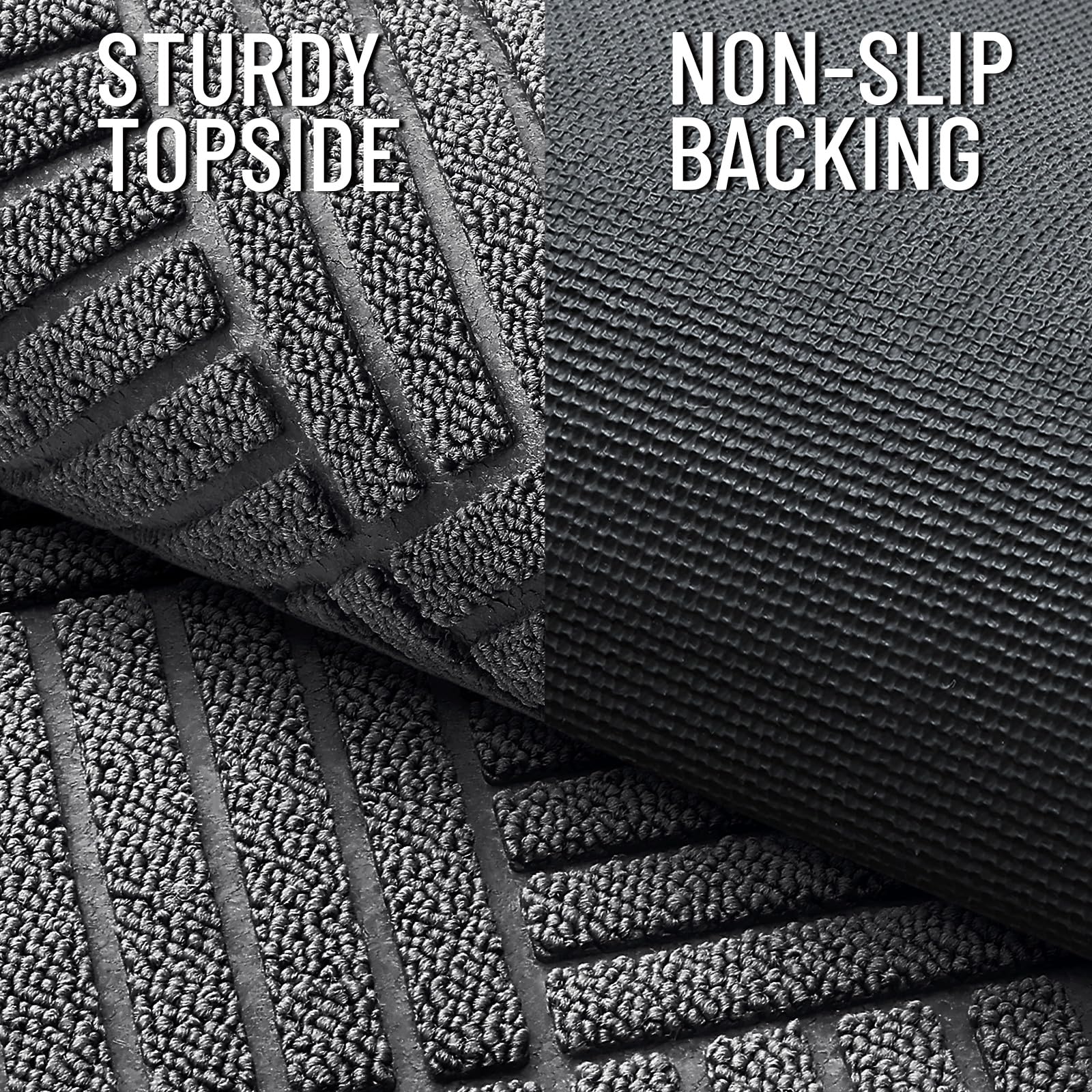 OLANLY absorbent doormat shows deep grooves capturing mud at the threshold.