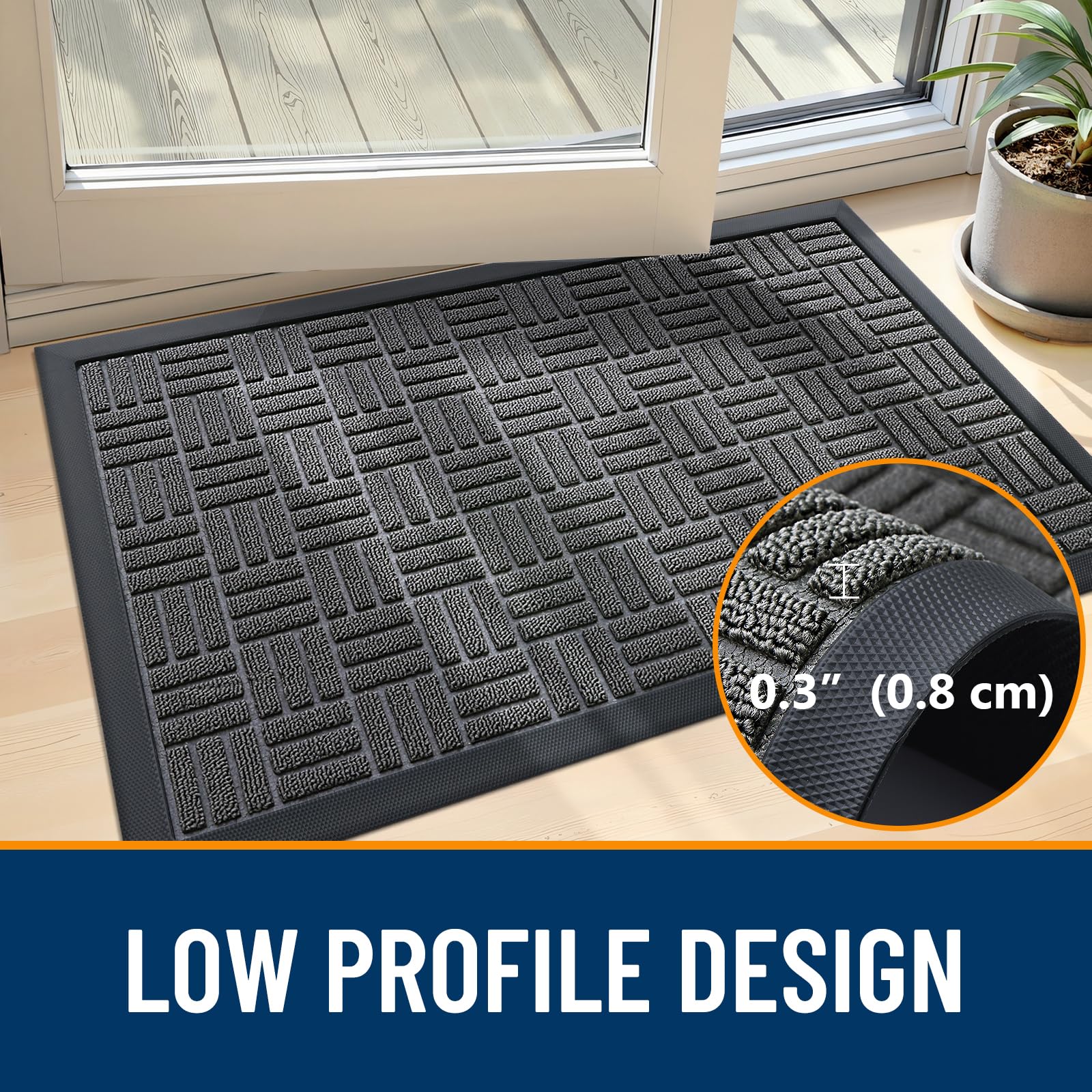 OLANLY all-season doormat suitable for indoors or outdoors.