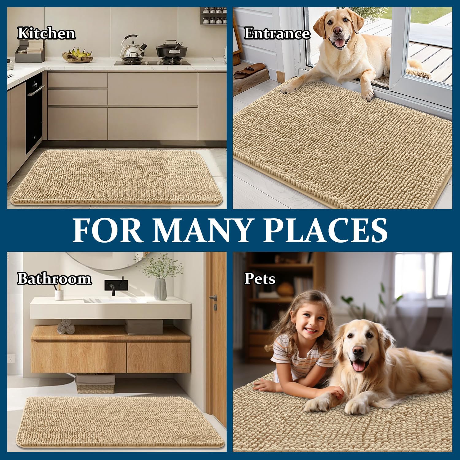 OLANLY beige mat blends with home decor while protecting floors
