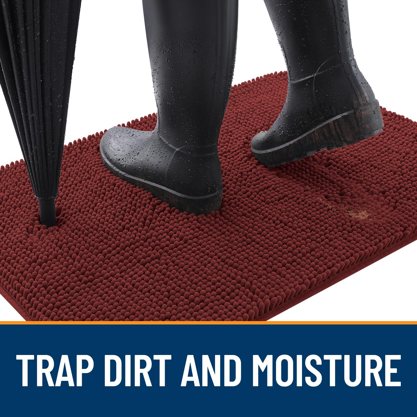 OLANLY chenille mat absorb-moisture; soft texture cushions paws and floors alike.