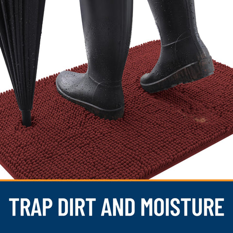 OLANLY chenille mat absorb-moisture; soft texture cushions paws and floors alike.
