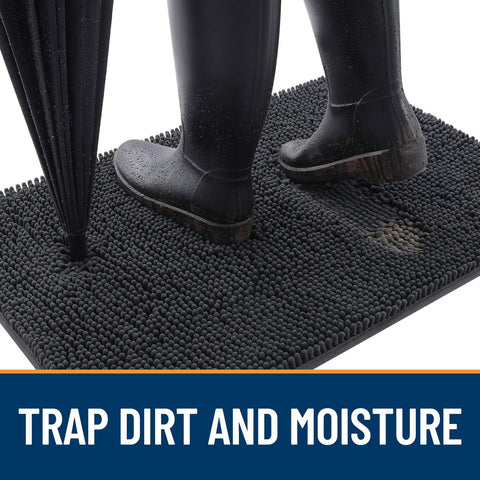 OLANLY chenille doormat soft pile; absorbs moisture from paws.