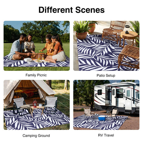 OLANLY leaf-pattern rug suitable for balconies, decks, and patios
