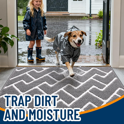 OLANLY dirt-resist absorbent entry mat captures moisture and debris at the doorstep.
