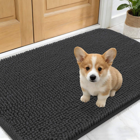 OLANLY dog door mat captures muddy paws and absorbs moisture at the entry