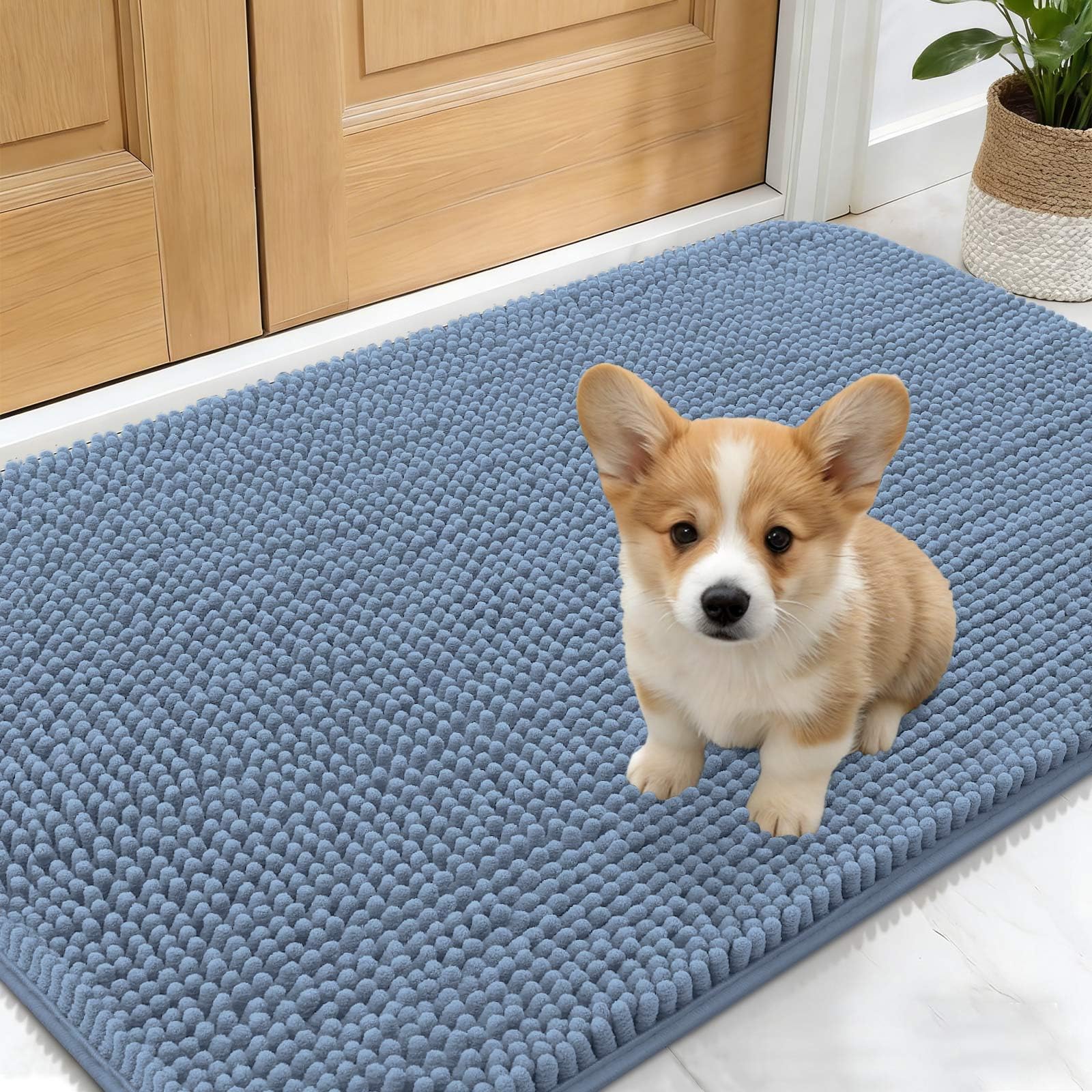 OLANLY dog door mat 30x17 catches muddy paws and dirt at the entry