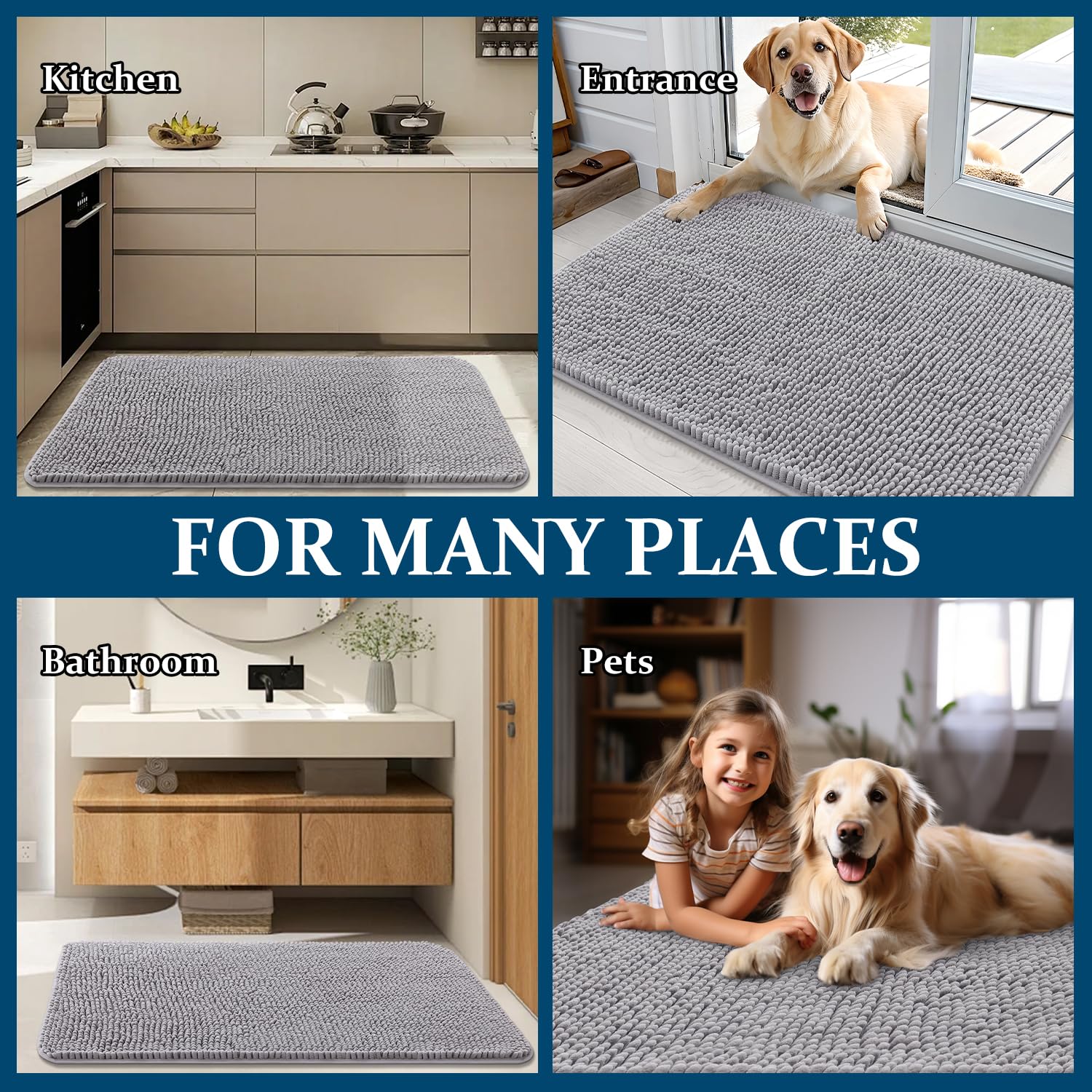 OLANLY chenille mat quickly dries after baths or outdoor adventures.