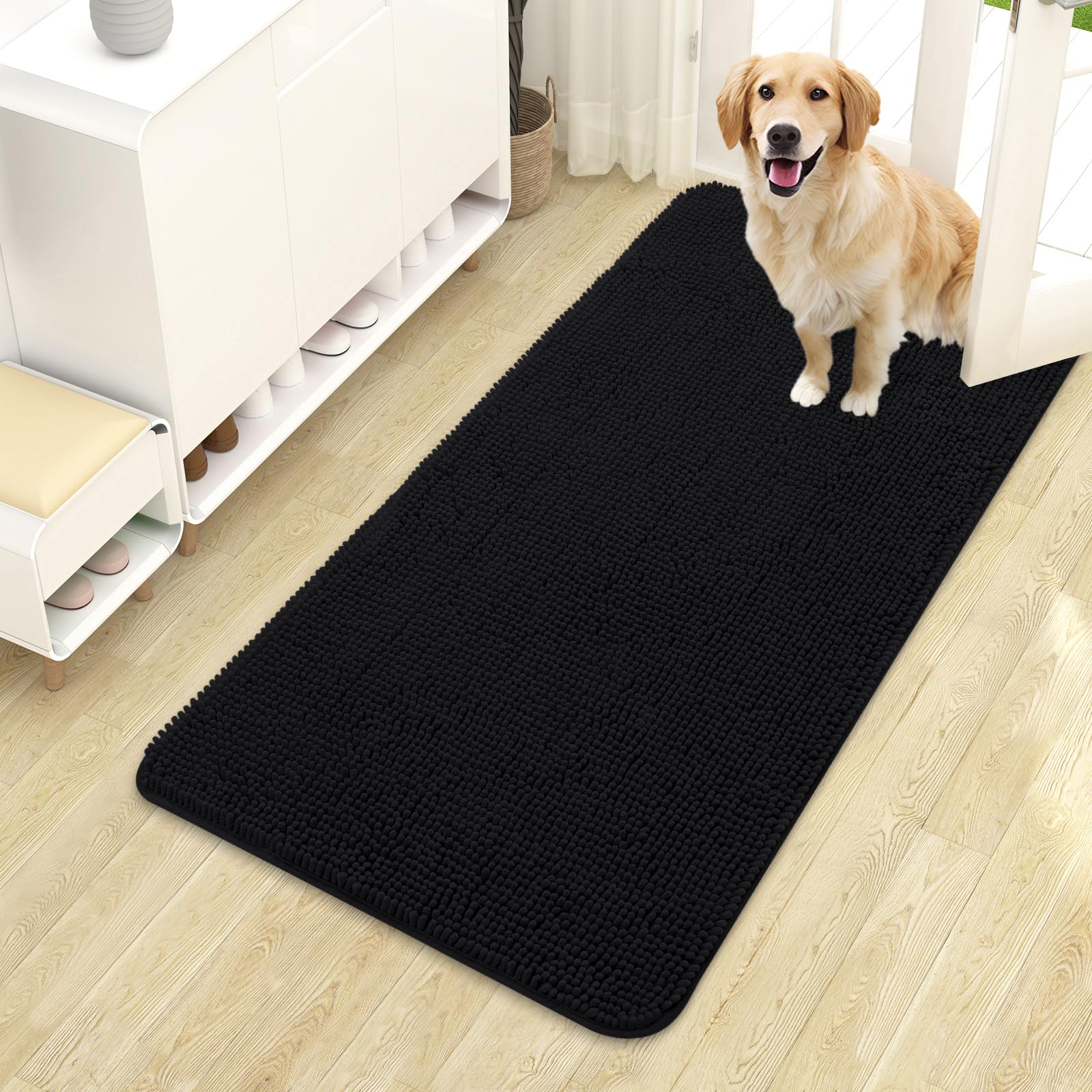 OLANLY dog door mat 44x24 traps muddy paws moisture at entry.
