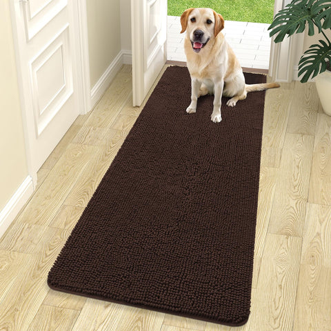 OLANLY dog door mat shows muddy paws trapping moisture at entry