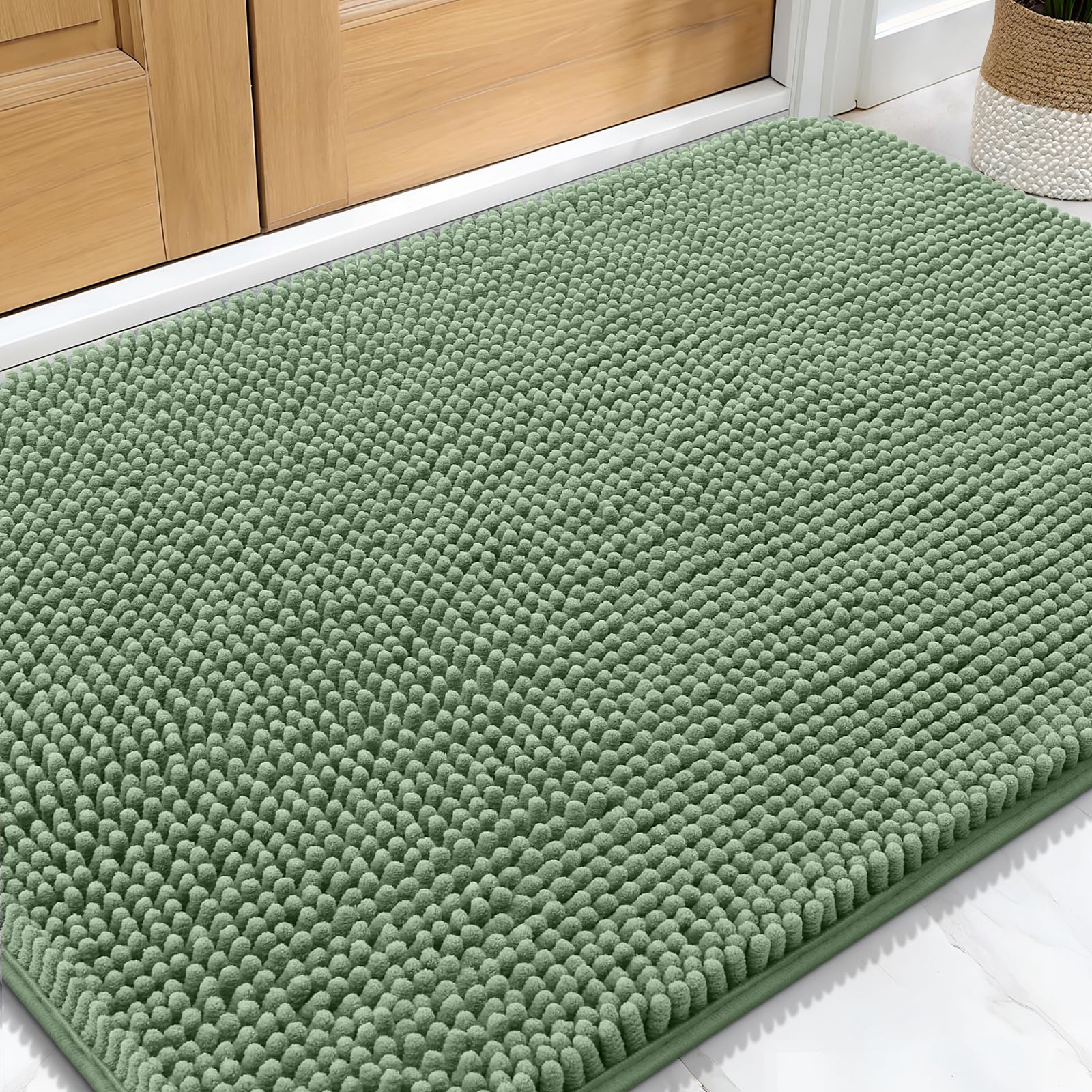 OLANLY dog door mat absorbs moisture and dirt at the doorway.