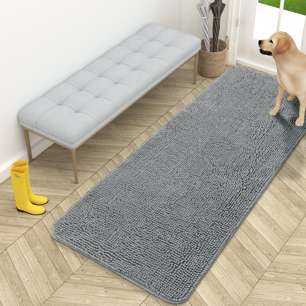 OLANLY Dog Door Mat absorbs moisture to keep entryways dry.