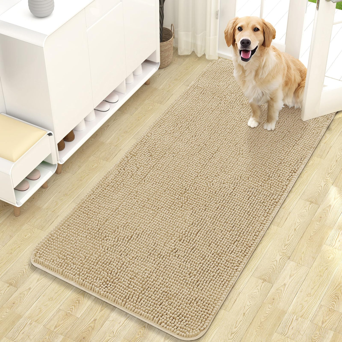 OLANLY dog door mat absorb-moisture helps keep entryways dry and clean.