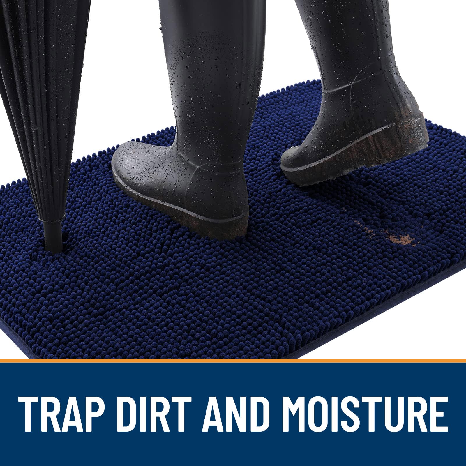 OLANLY chenille mat absorbs moisture and dirt for clean floors.
