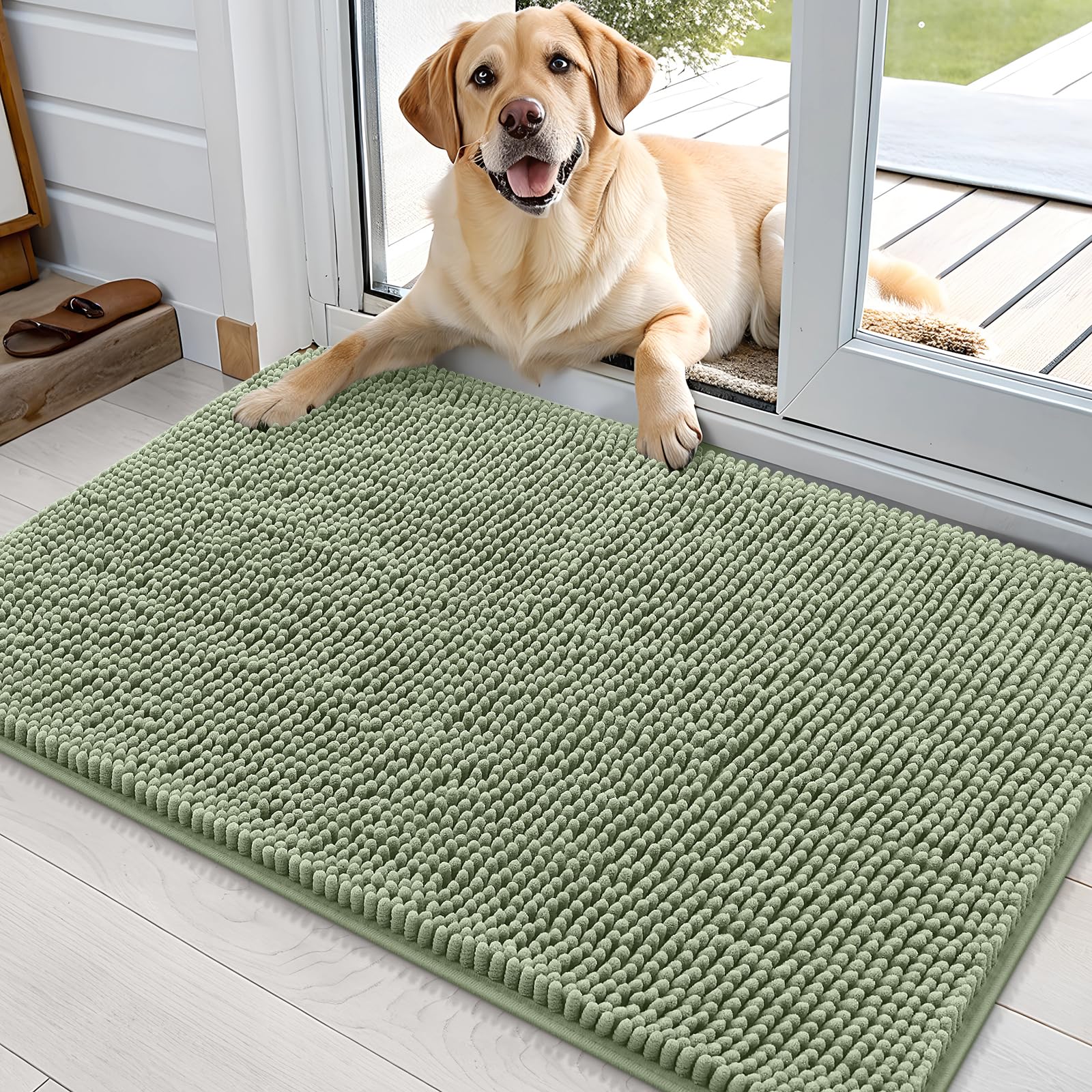 OLANLY dog door mat showing moisture absorption keeps entryways dry
