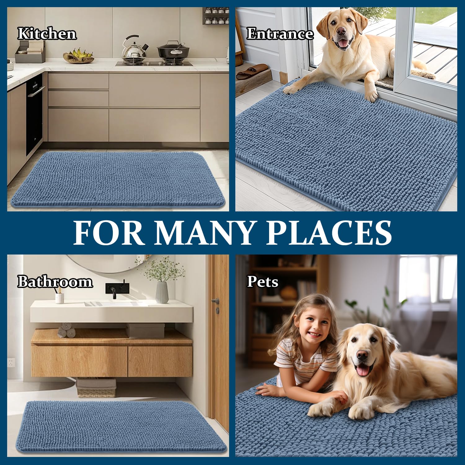 OLANLY dog door mat ideal after baths to trap moisture.