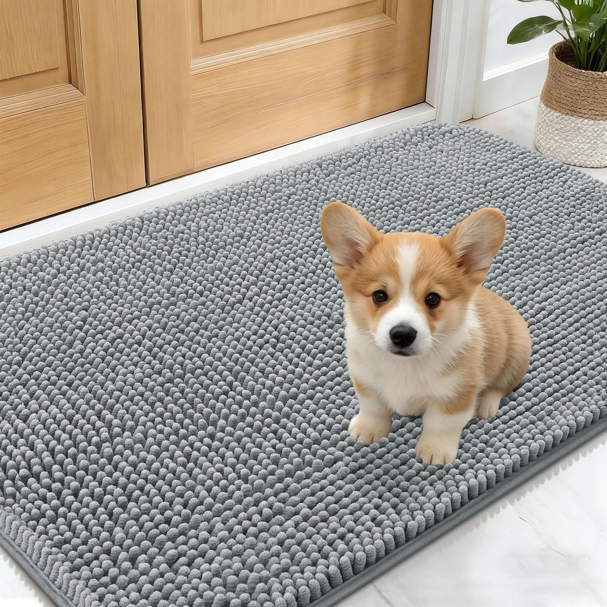 OLANLY dog door mat muddy paws 24x16 absorbs moisture and dirt at the doorway