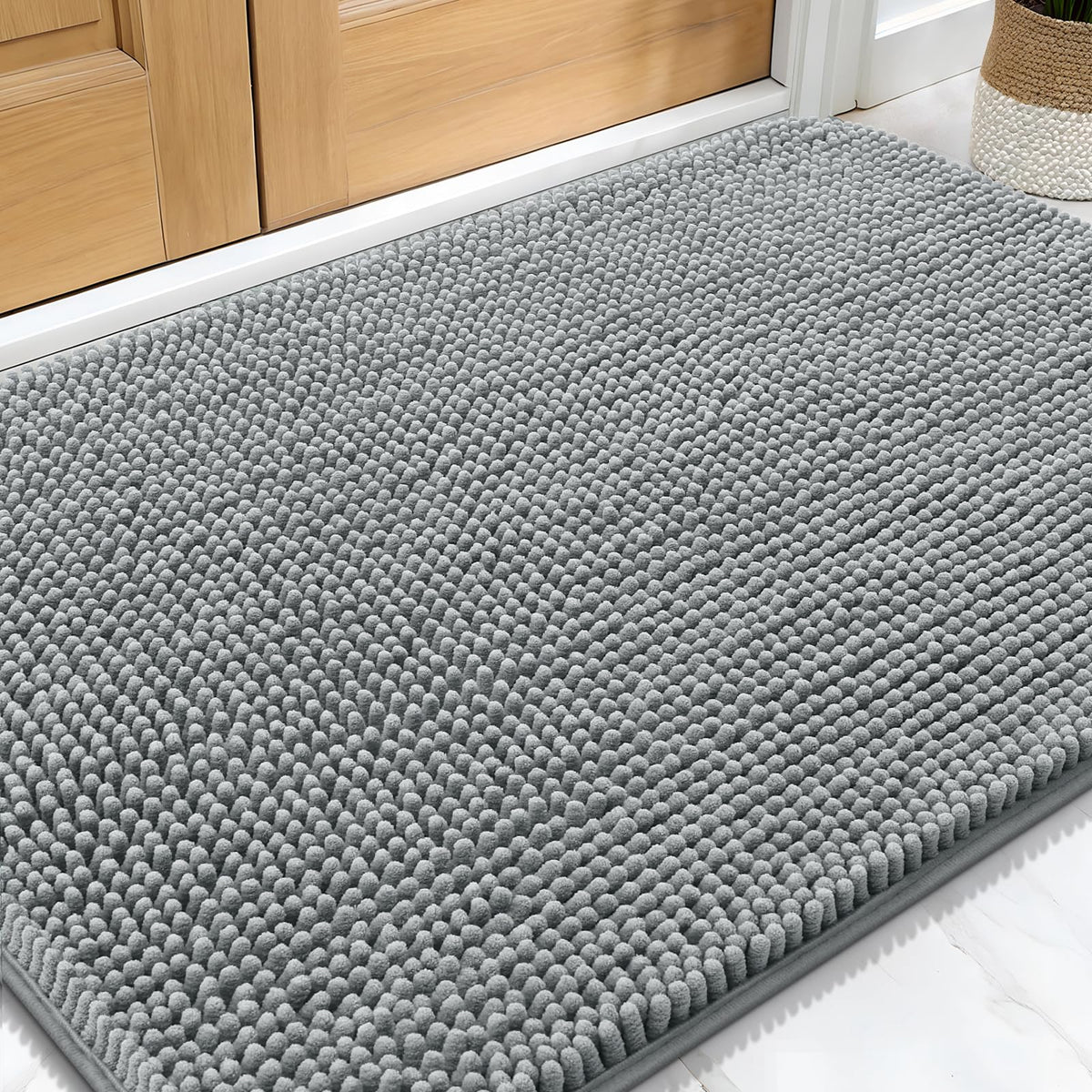 OLANLY dog door mat mud-paws 34x21 keeps entry clean and paws dry after outdoor trips.