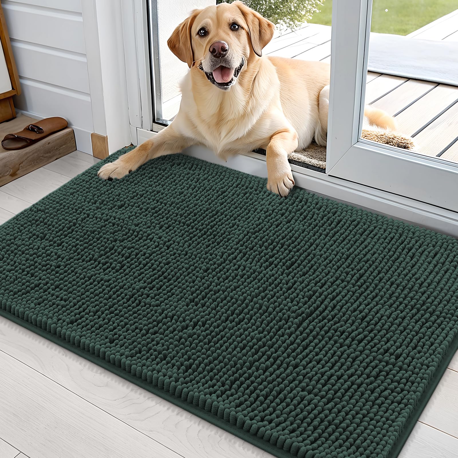 OLANLY dog door mat with muddy paws focus traps dirt at the entry.