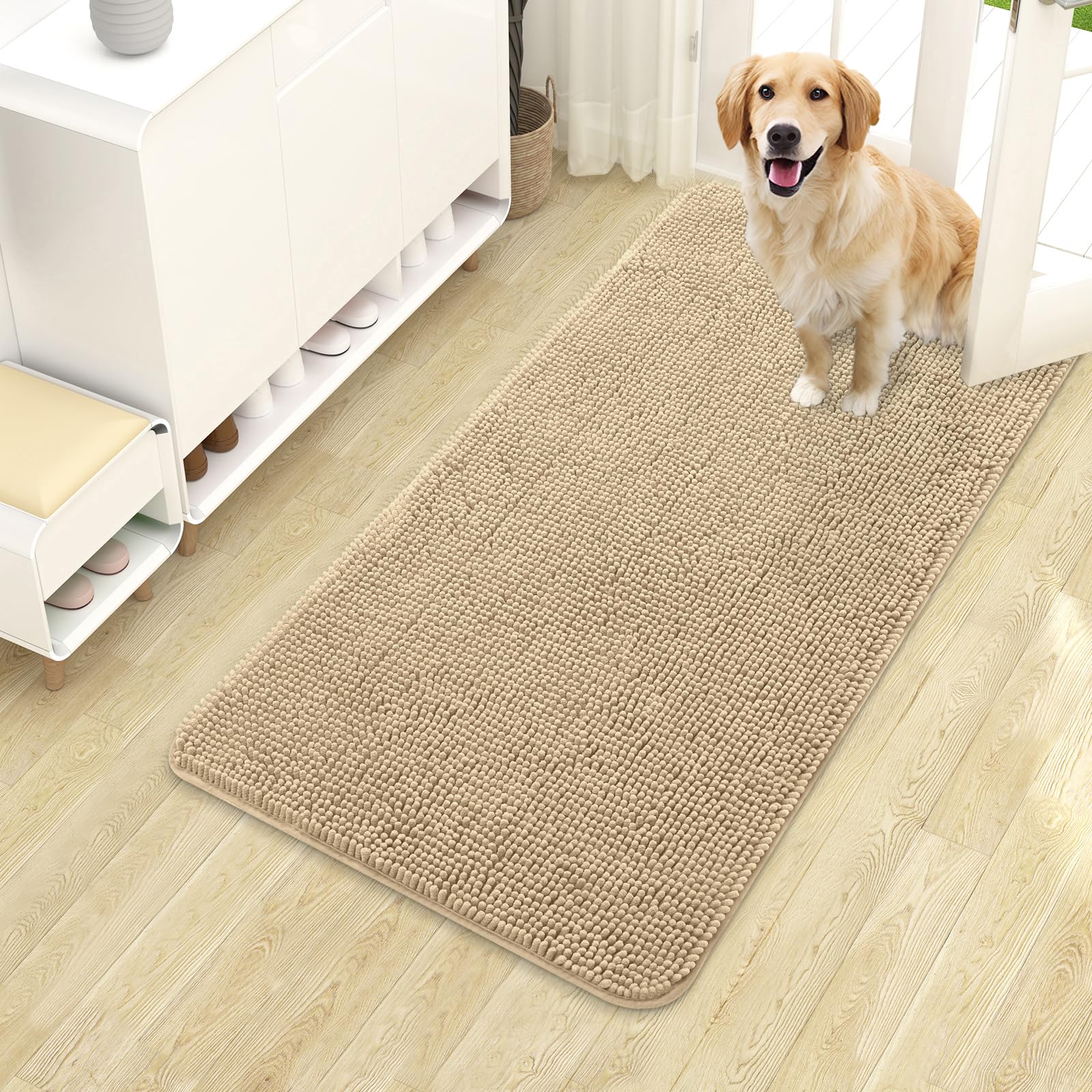 OLANLY dog door mat captures moisture and dirt at the entry