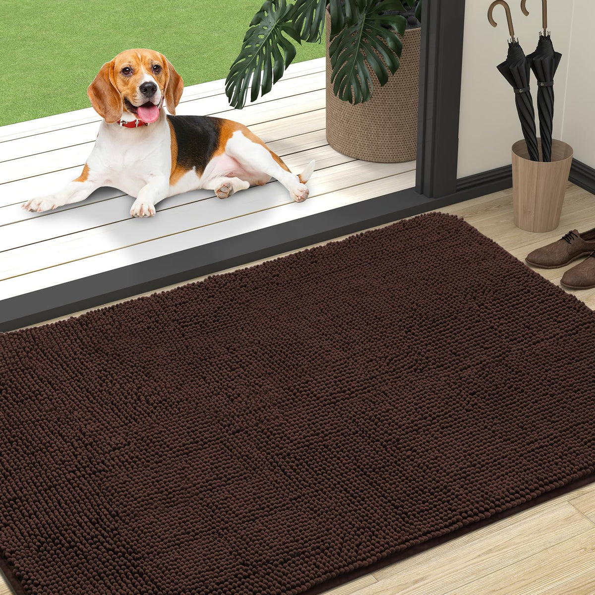 OLANLY dog door mat muddy paws absorbs moisture for dry entryways