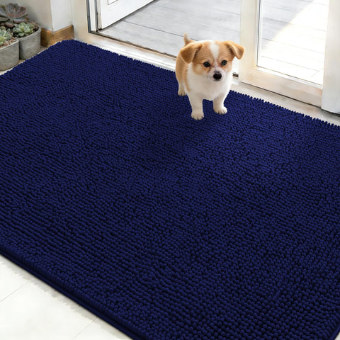 OLANLY dog door mat traps moisture from muddy paws at entry.