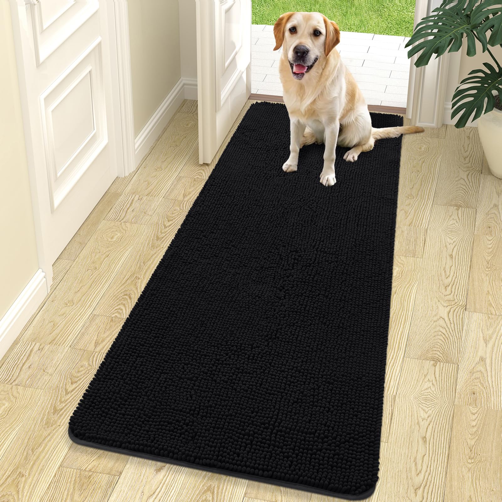 OLANLY dog door mat 70x24 captures moisture at entry to keep floors dry