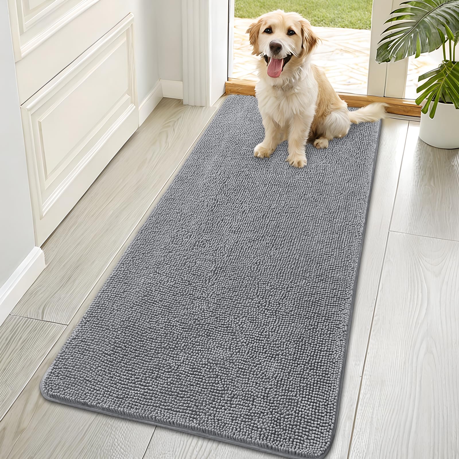 OLANLY dog door mat muddy paws 70x35 captures moisture at the doorway.