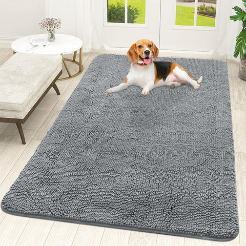 OLANLY dog door mat with muddy paws at entrance helps keep floors clean.