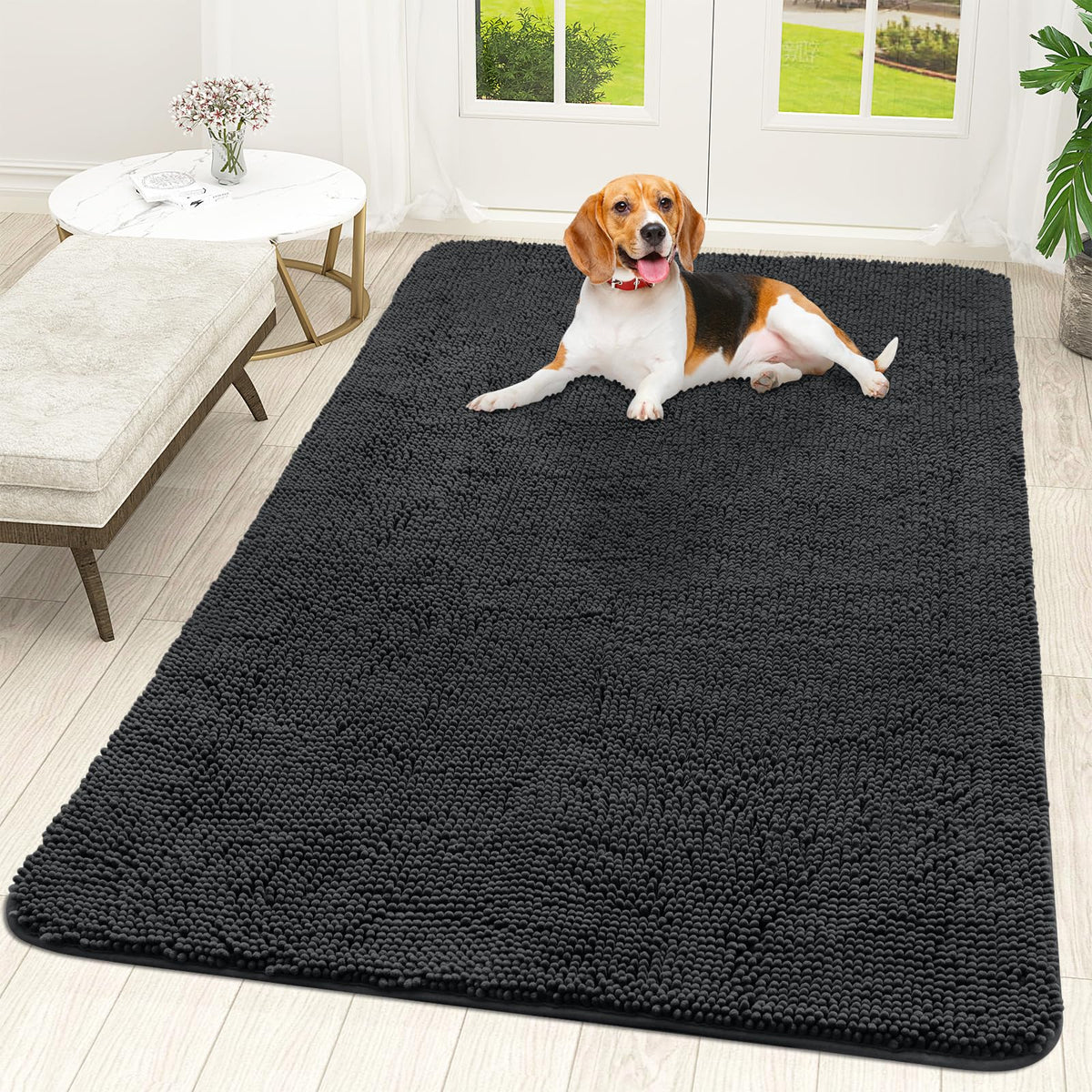 OLANLY dog door mat absorbs muddy paws at the entry.