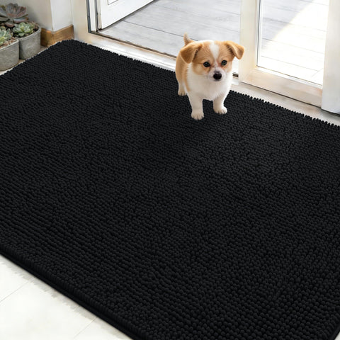 OLANLY dog door mat with muddy paws traps dirt and moisture at the entry