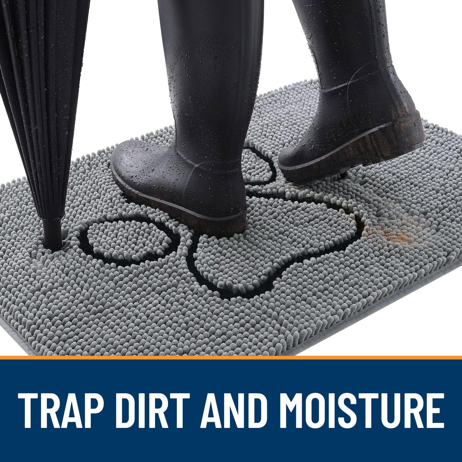 OLANLY dog door mat with paw print design traps dirt before it spreads
