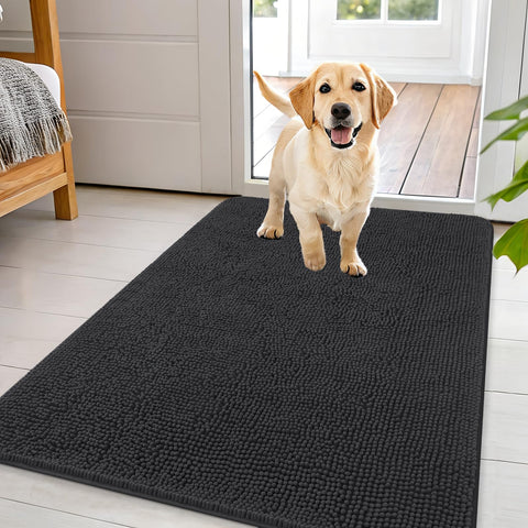 OLANLY dog door mat plush chenille entryway traps mud and adds cozy comfort.