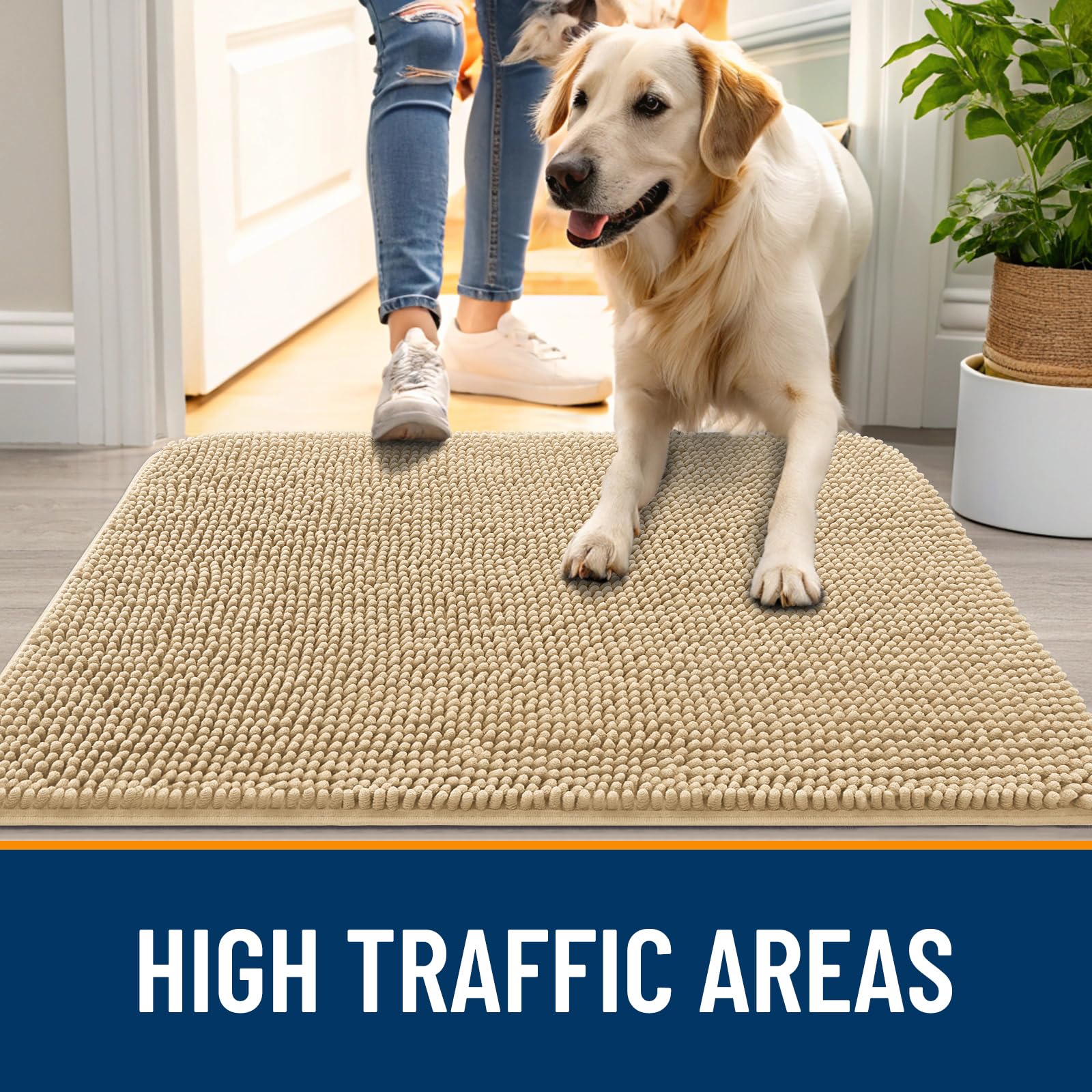 OLANLY dog door mat quick-dry chenille helps stairs stay dry