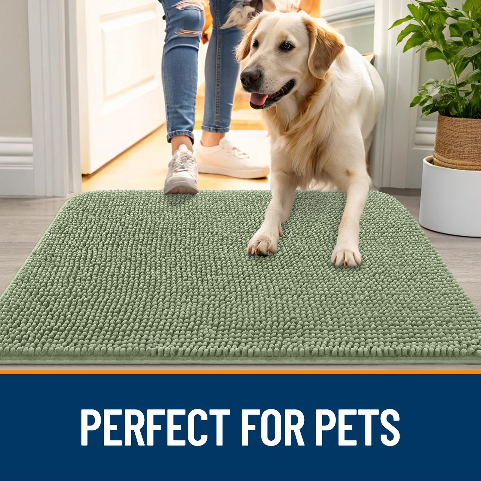 OLANLY sage green mat complements home decor