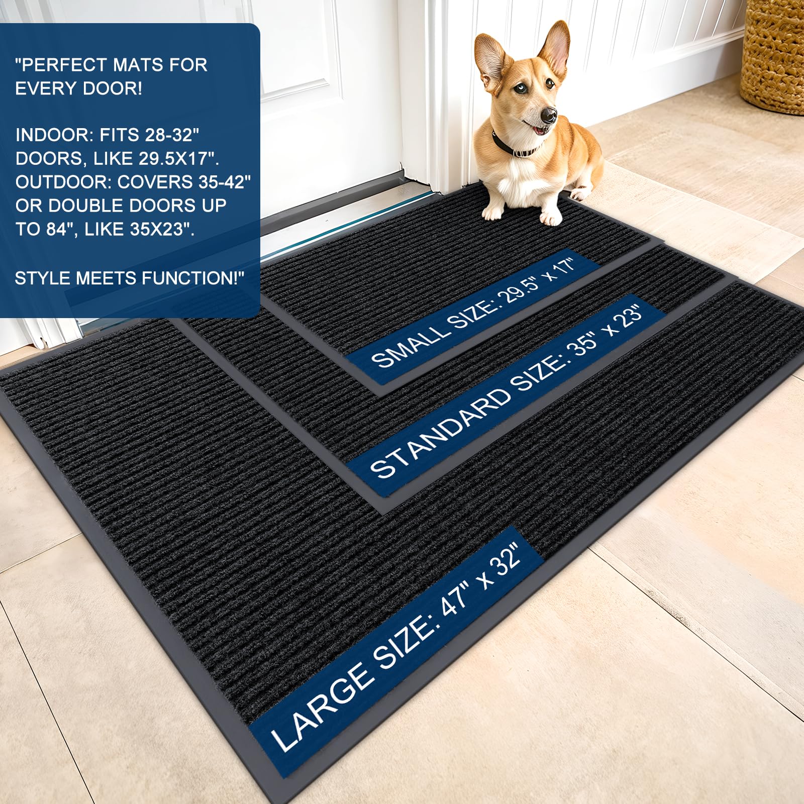 OLANLY doormat shows superior absorption to trap dirt and moisture at the threshold.