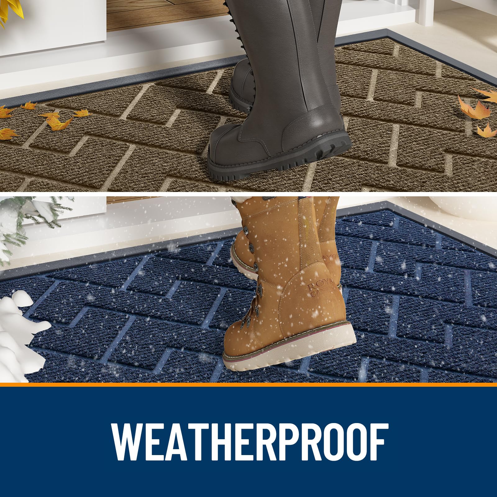 OLANLY door mat deep grooves trap moisture to keep floors drier.