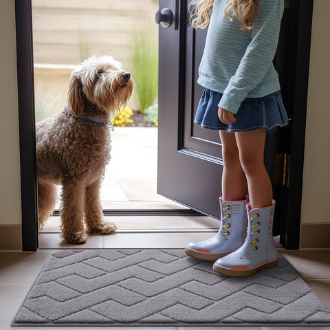 OLANLY door mat with non-slip backing prevents slips at entry.
